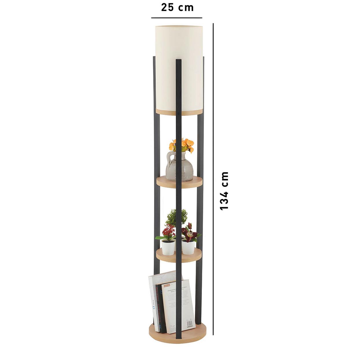 LAMPA STOJĄCA CIRCLE NORA - SRC - kolor naturalny/kremowy, Design, materiał drewnopochodny/tworzywo sztuczne (21/135cm) - P & B