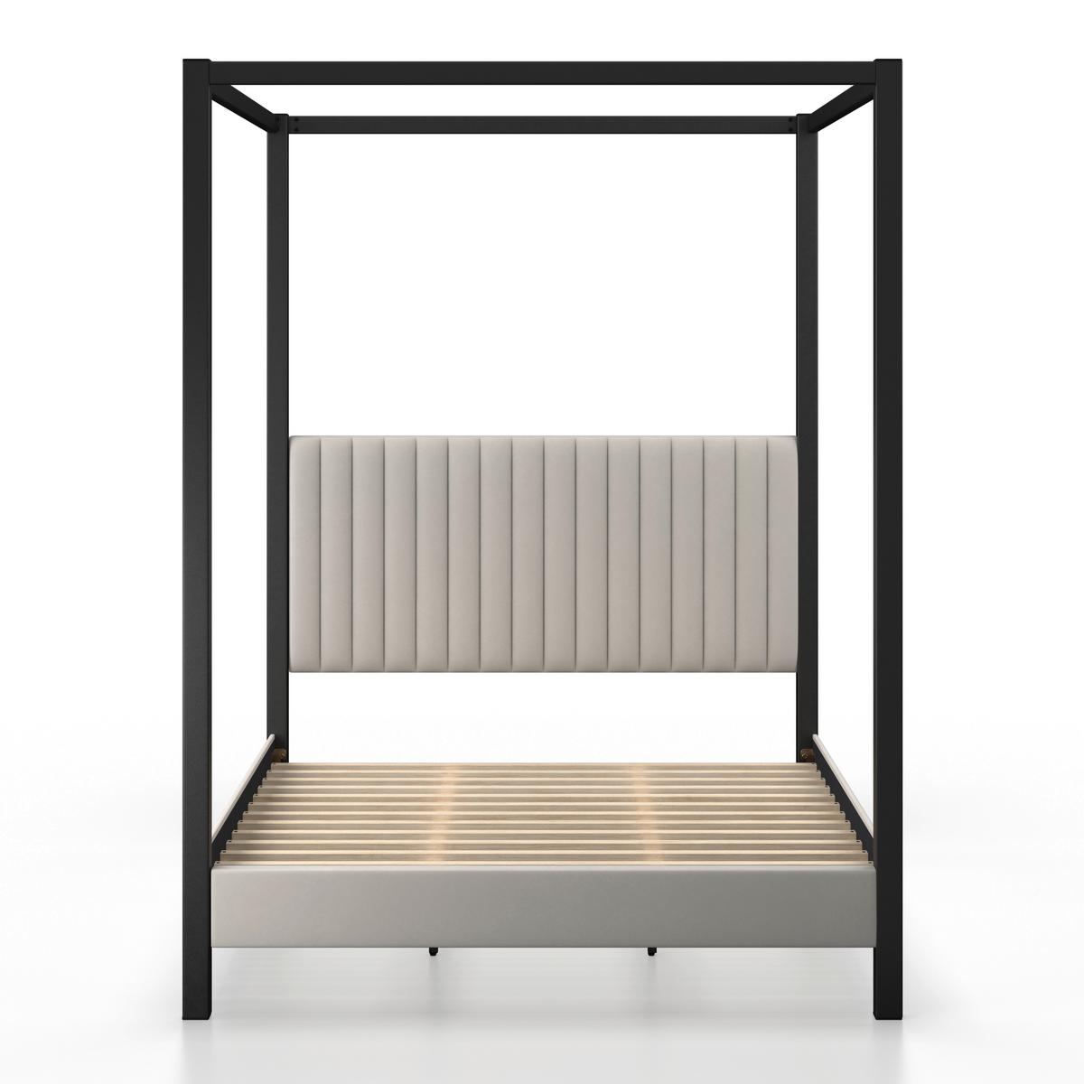Oblazinjena Postelja Mona - svetlo rjava/črna, Moderno, kovina/tekstil (180/200cm) - Bessagi Home