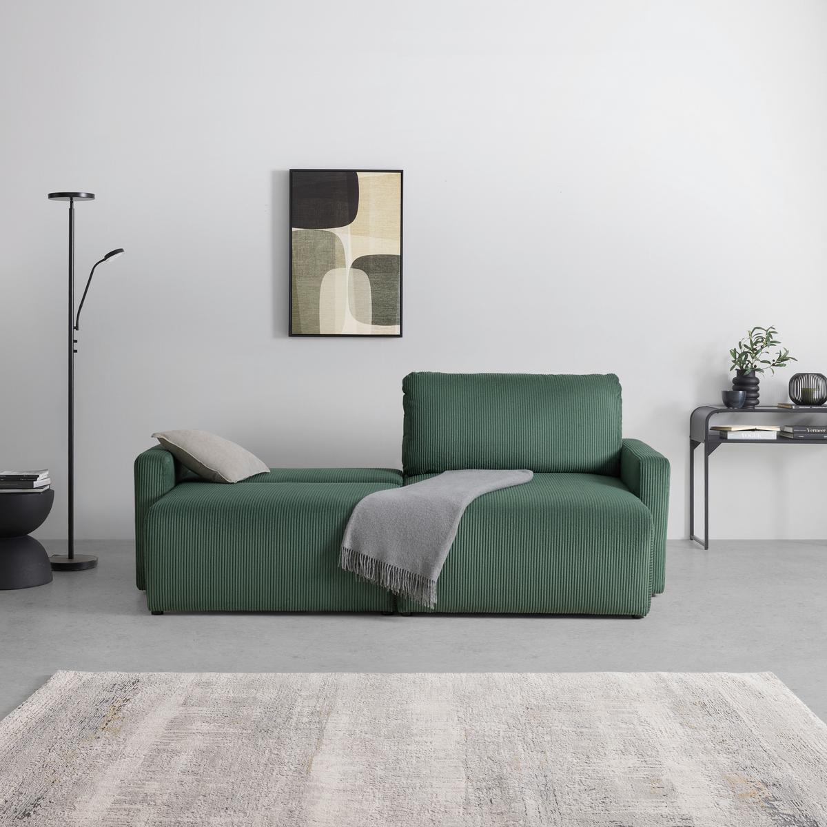 Ecksofa Dave Dunkelgrün - Dunkelgrün, MODERN, Textil (227/92/146cm) - Based