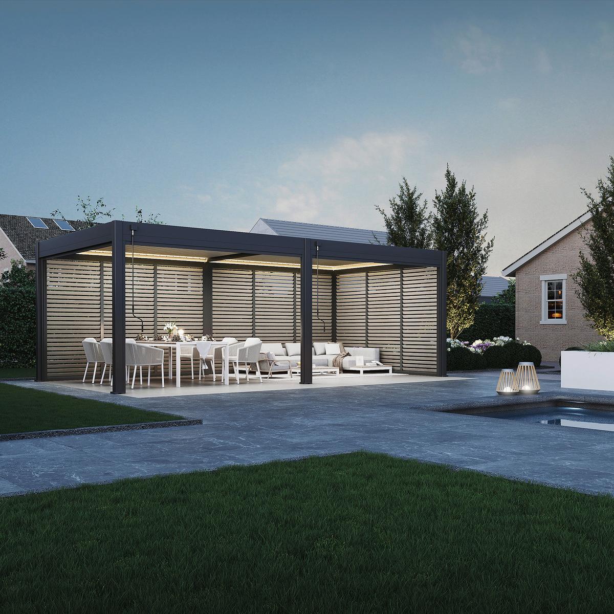 Pavillon Seitenteil ca. 93x235x10 cm Naturfarben - Naturfarben, Basics, Metall (93/235/10cm) - Gardenson