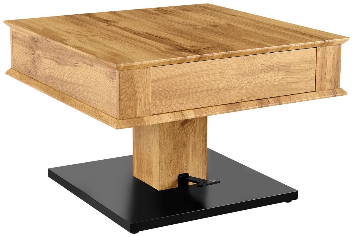 STOLIK KAWOWY RAJANA - kolor dębowy/czarny, Design, materiał drewnopochodny/metal (70/70/46,5-66cm) - Carryhome