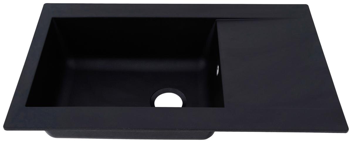 Einbauspüle Denver ca. 86x20x50 cm Schwarz - Schwarz, Trend, Glas/Kunststoff (86/20/50cm) - Respekta