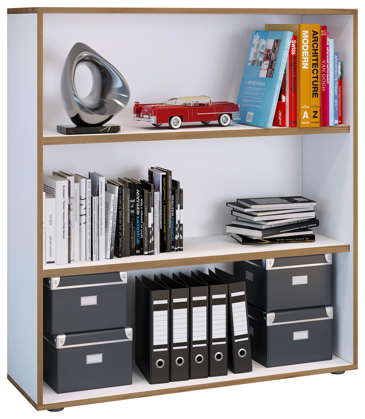 AKTENREGAL SALIA B100 - Honigeiche/Weiss, Design, Holzwerkstoff/Kunststoff (100/110/33cm) - MID.YOU