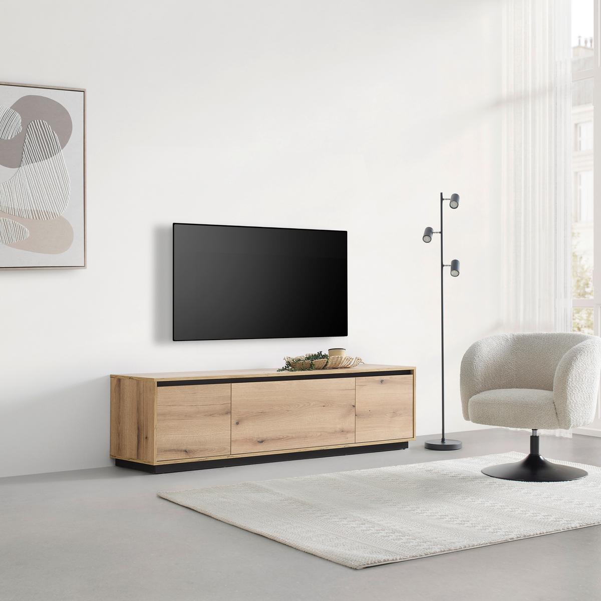 Tv Komoda Puro - boje hrasta/crna, Moderno, drvni materijal (180/48/42cm) - Modern Living
