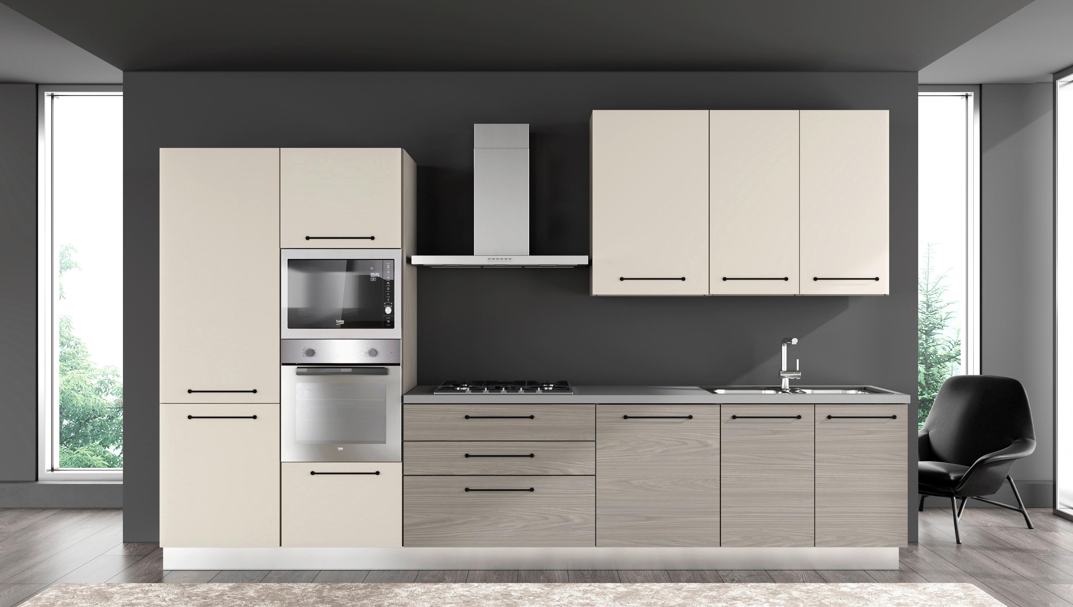 Kuhinjski Blok Line, Z Aparati, 360 Cm - siva/črna, Moderno, kovina/leseni material (360/60/216/240cm) - Mömax