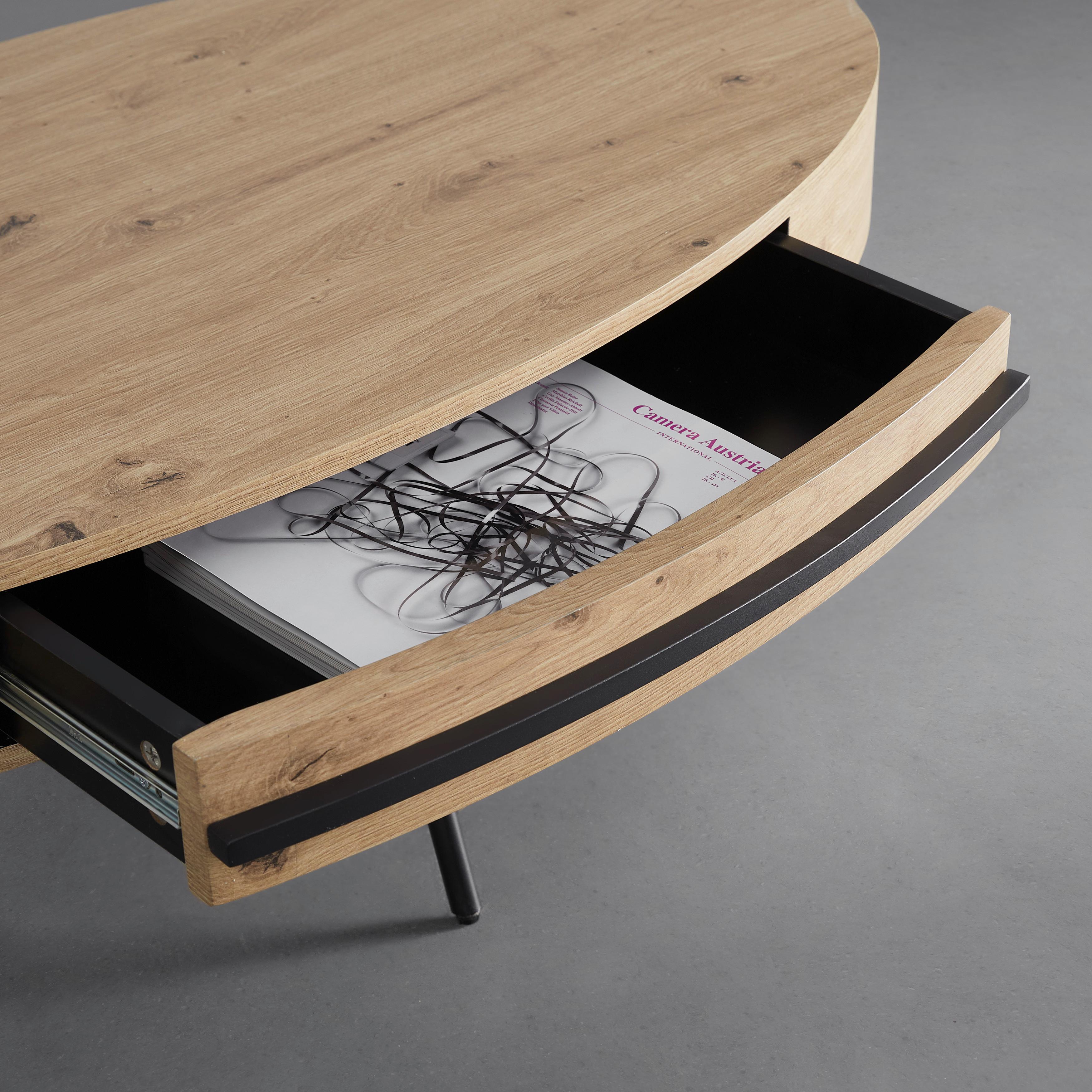 SOFFBORD EMILIA - svart/ekfärgad, Modern, metall (120/60/40cm) - Bessagi Home