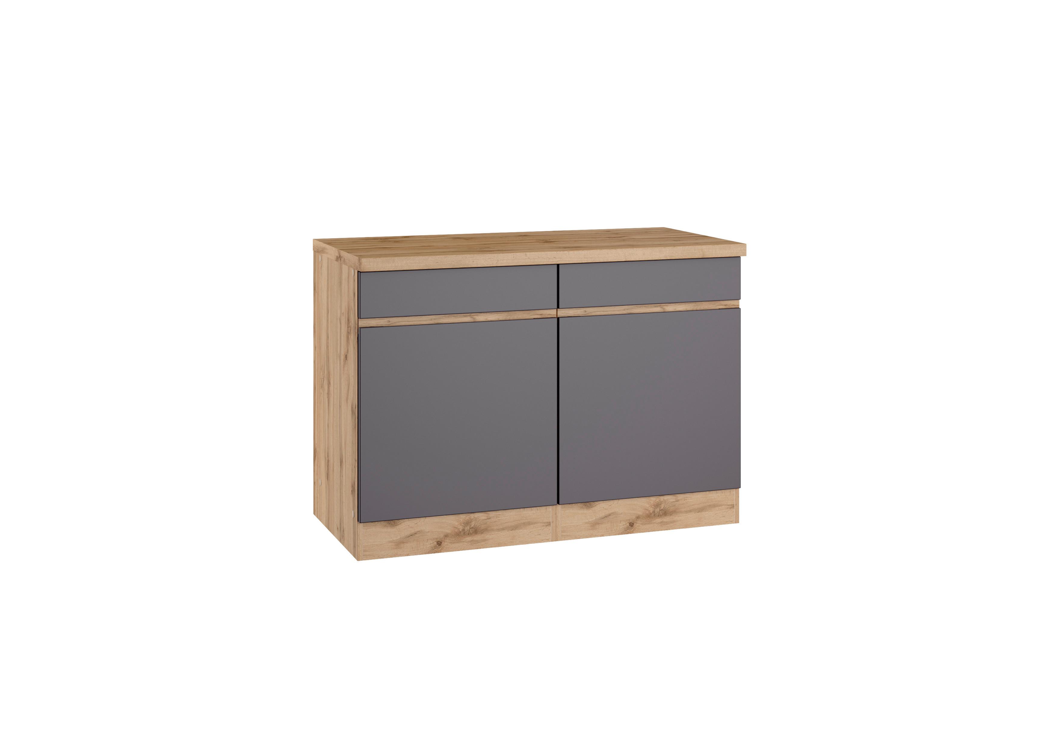 Küchenunterschrank Turin ca. 120x86 cm Grau/Wotaneiche - Eiche Wotan/Grau, Design, Holzwerkstoff (120/86/60cm) - Held