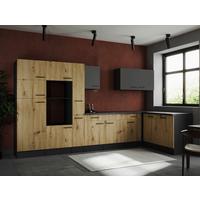 Kotna Kuhinja Brez Aparatov Oliver, 370x172cm - siva/črna, Design, kovina/leseni material (370/172cm) - Respekta