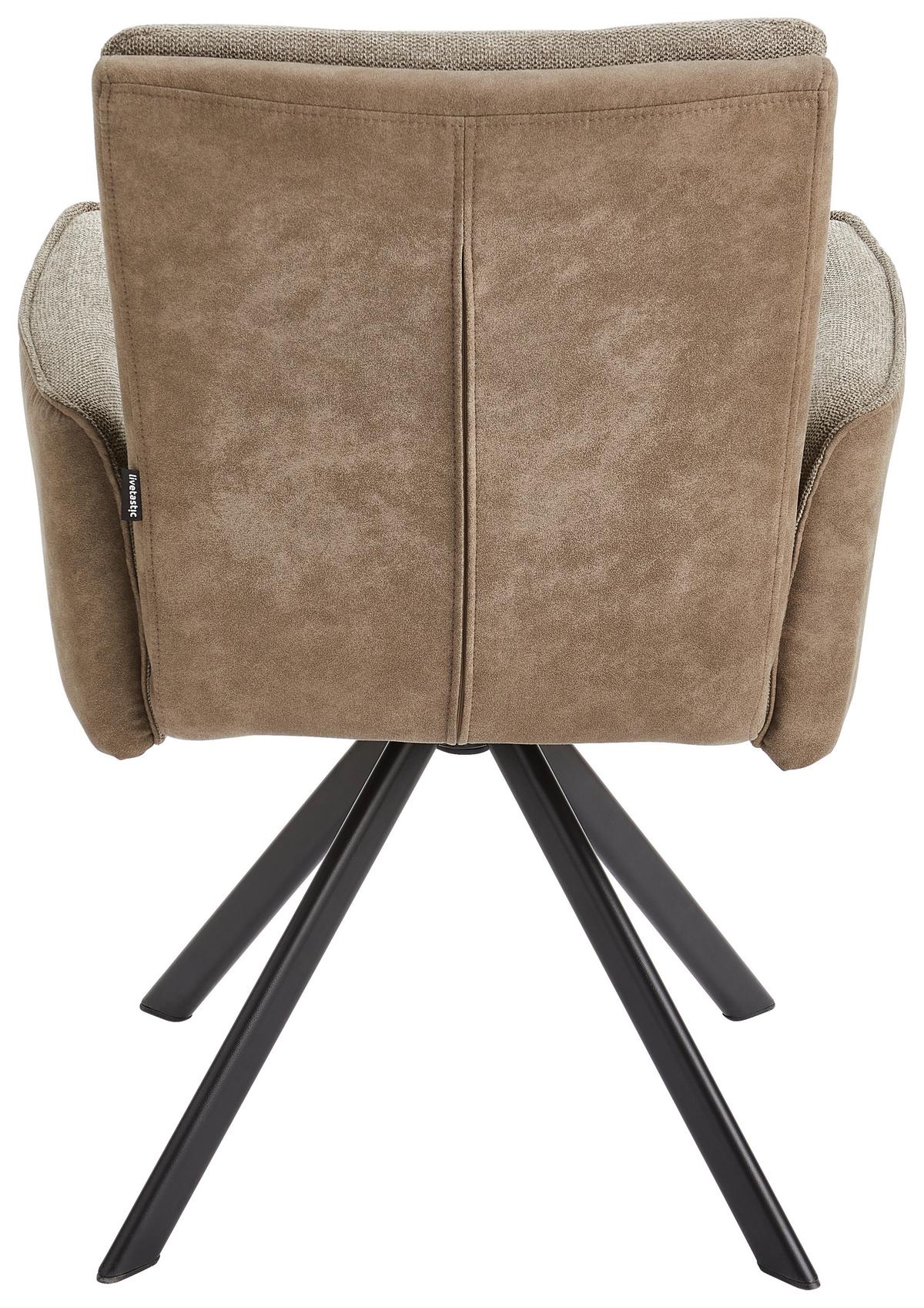 KRZESŁO Z PODŁOKIETNIKAMI FRIDA - czarny/szary, Modern, metal/drewno (61/91/64cm) - Livetastic