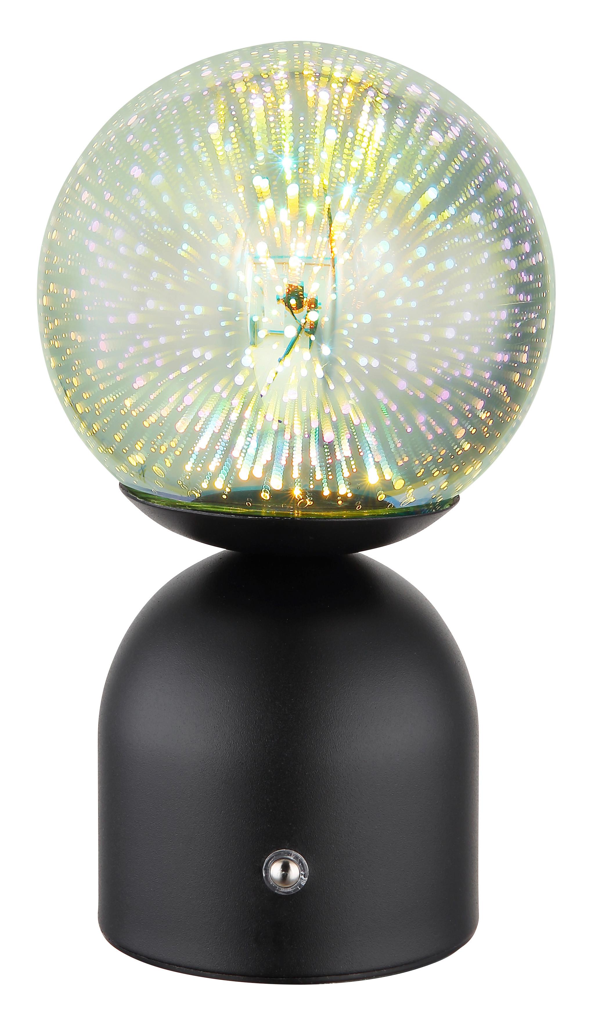 Akku-Tischleuchte Julsy Klar max. 2,5 Watt - Klar/Schwarz, KONVENTIONELL, Glas/Metall (12/21cm) - Globo
