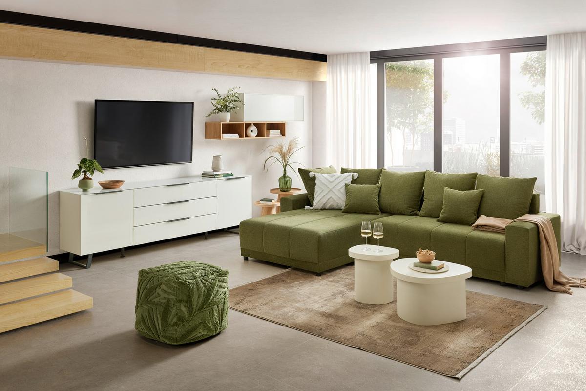 Nizka Omarica Max Box, Bela - barve nerjavečega jekla/črna, Moderno, kovina/umetna masa (235/63/45cm) - Premium Living