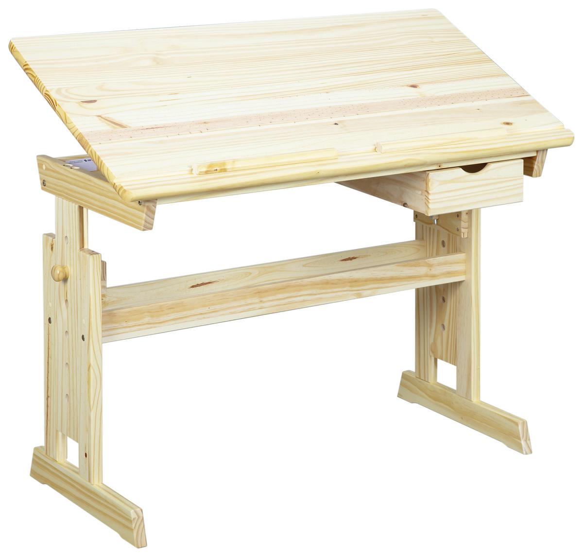 Jugendschreibtisch Julia Kiefer neigbar - Kieferfarben, Basics, Holz (109/55/63-96cm) - MID.YOU