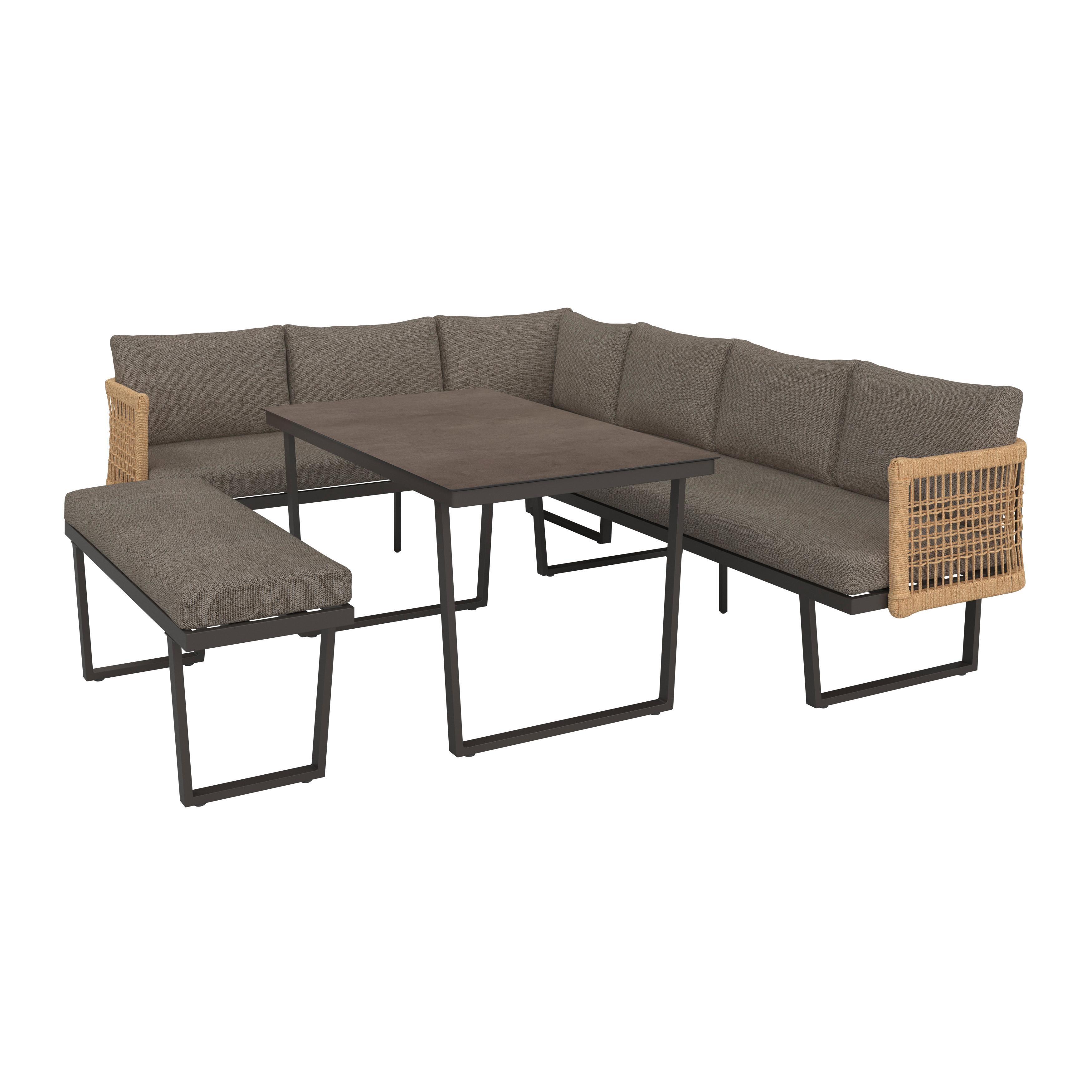 Lounge Garnitura Bologna, Antracit, Rjava, 4-Delno - naravne barve/rjava, Moderno, kovina/umetna masa (256/198cm) - Beldano