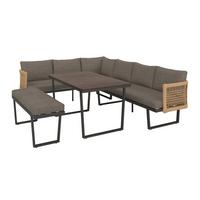 Lounge Garnitura Bologna, Antracit, Rjava, 4-Delno - naravne barve/rjava, Moderno, kovina/umetna masa (256/198cm) - Beldano