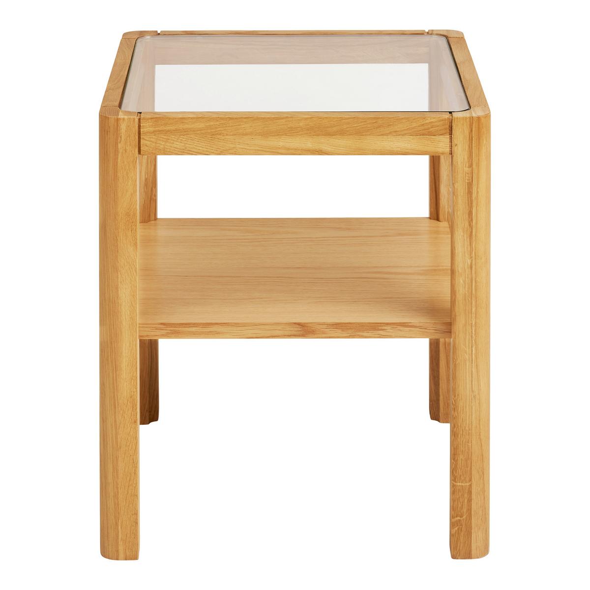 Beistelltisch Lourmarin Echtholz ca. 40x40x45 cm - Eichefarben, Design, Glas/Holz (40/40/45cm) - MID.YOU