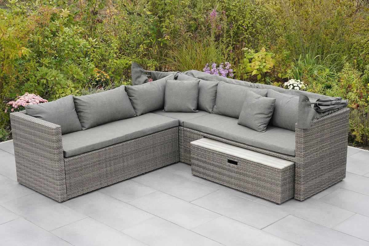 Lounge Garnitura San Marco, Blazine - siva/svetlo siva, Konvencionalno, kovina/umetna masa (250/150/168cm) - Gardenson