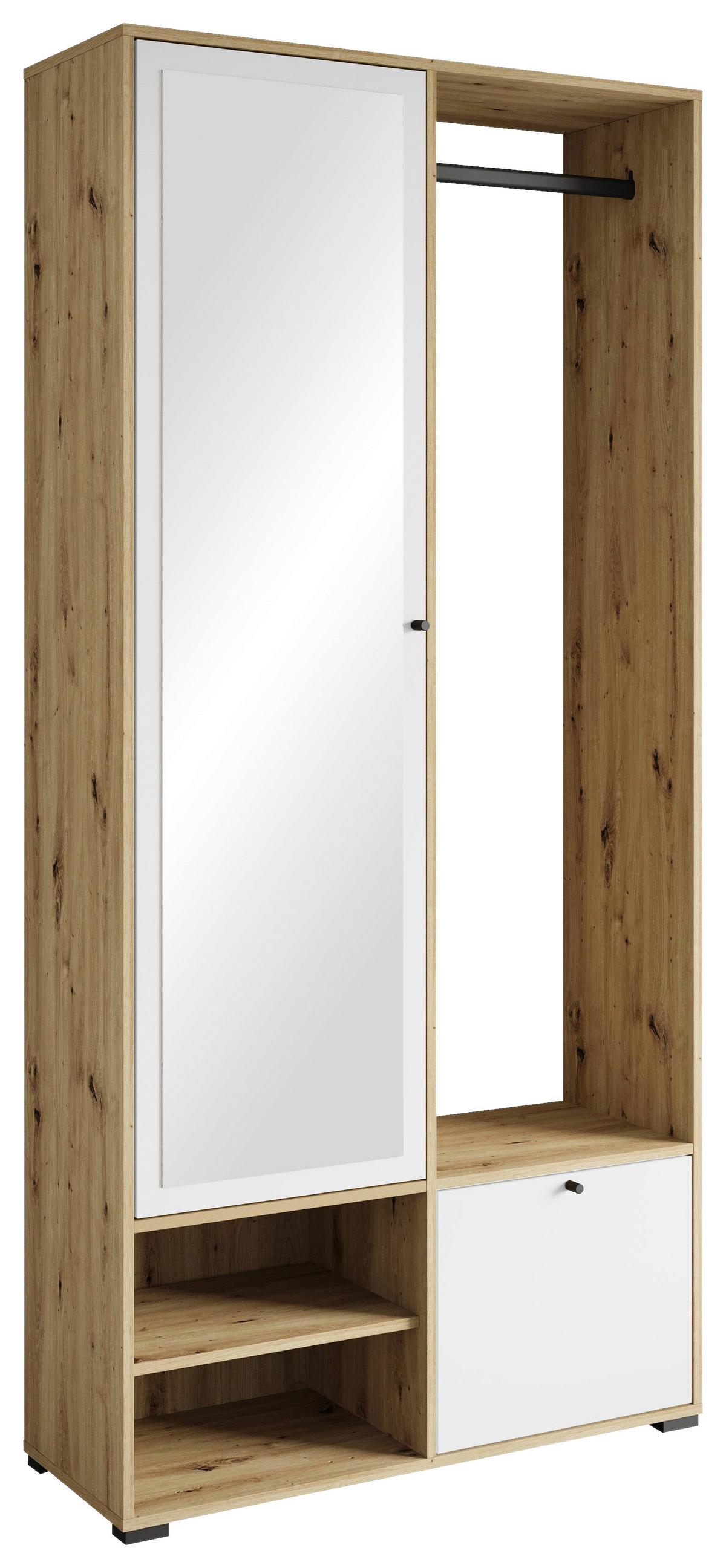 Garderobe Dino ca. 90x190 cm Eiche Artisan/Weiß - Weiß/Eiche Artisan, Trend, Holzwerkstoff (90/190/33cm) - MID.YOU