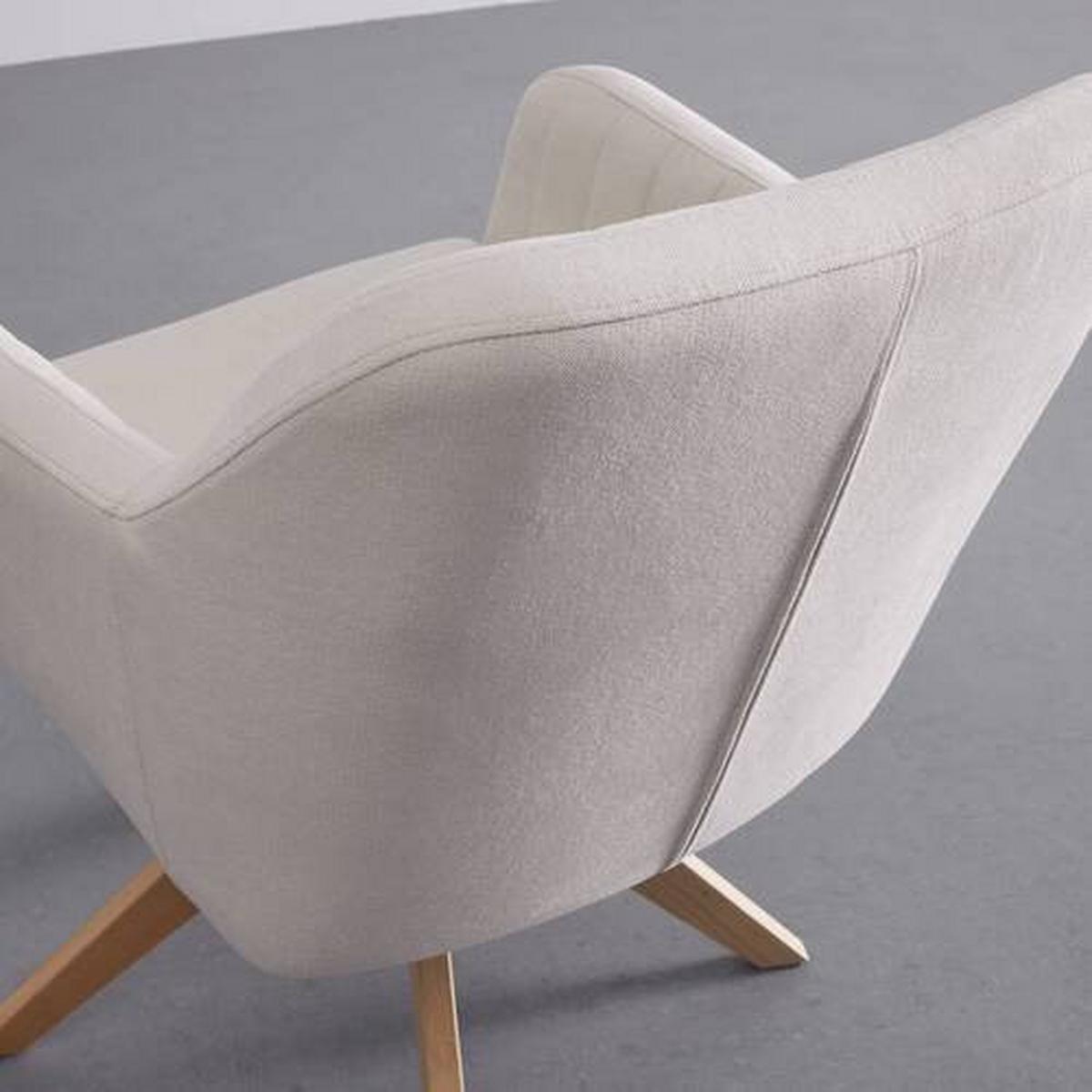 Armlehnstuhl Lucita Beige Samt Drehbar Gepolstert - Beige/Naturfarben, MODERN, Holz/Textil (58/87/60cm) - Bessagi Home