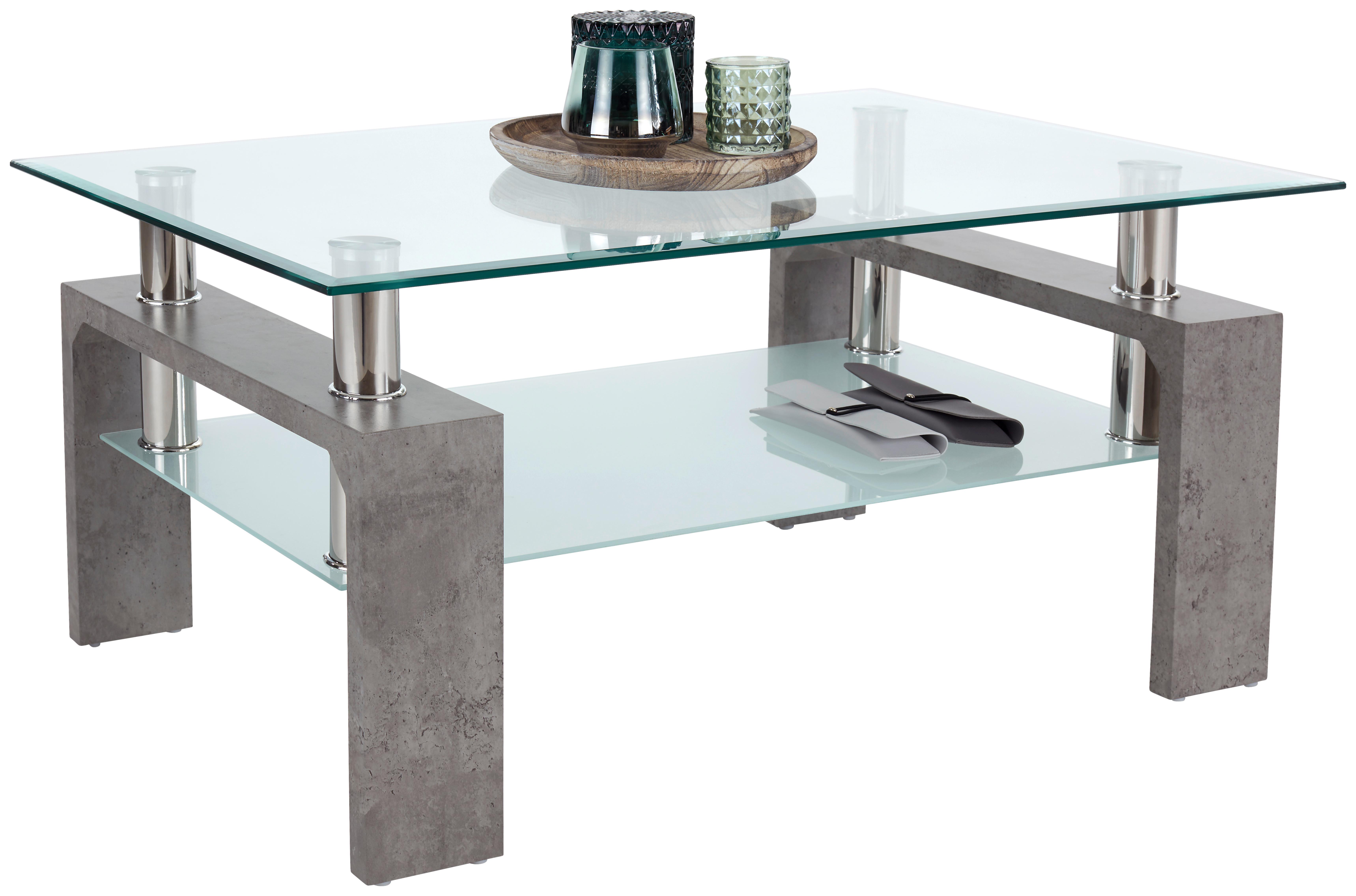 Stolić Silvia - bijela/prozirno, Moderno, staklo/drvni materijal (100/45/60cm) - Modern Living