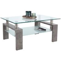 Klubska Miza Silvia, Siva, Steklo - bela/prozorno, Moderno, steklo/leseni material (100/45/60cm) - Modern Living