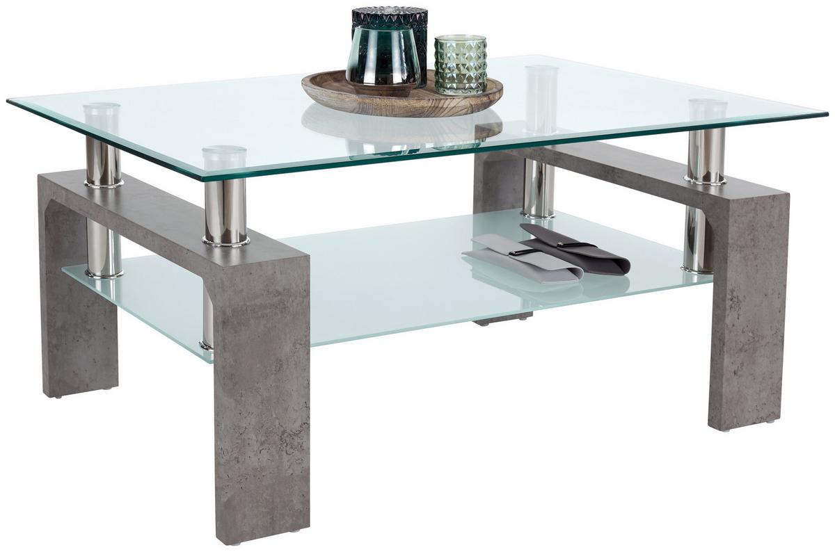 Klubska Miza Silvia, Siva, Steklo - bela/prozorno, Moderno, steklo/leseni material (100/45/60cm) - Modern Living