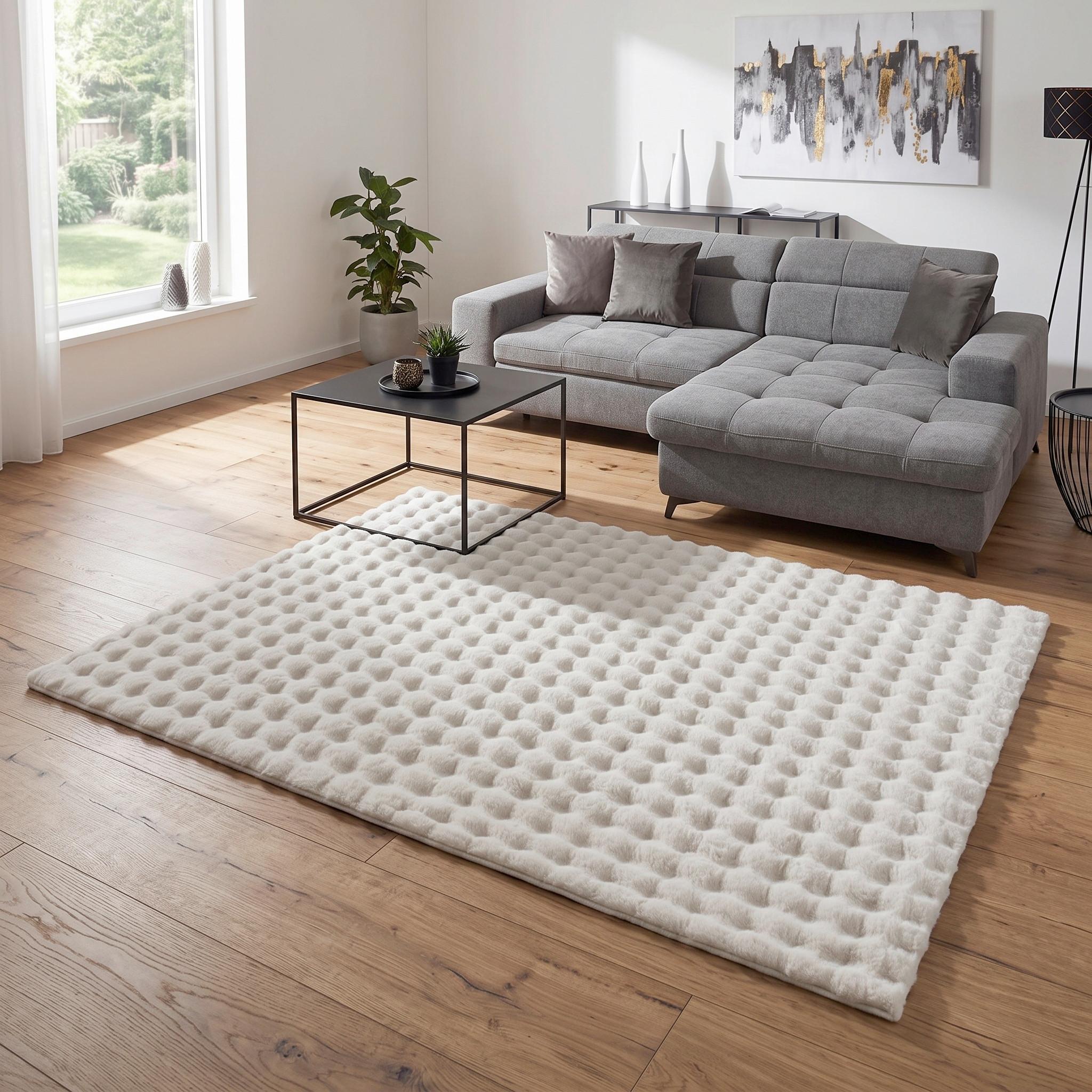 KONSTFÄLL BUBBLE 3 - cremefärgad, Modern, textil (160/230cm) - Mömax