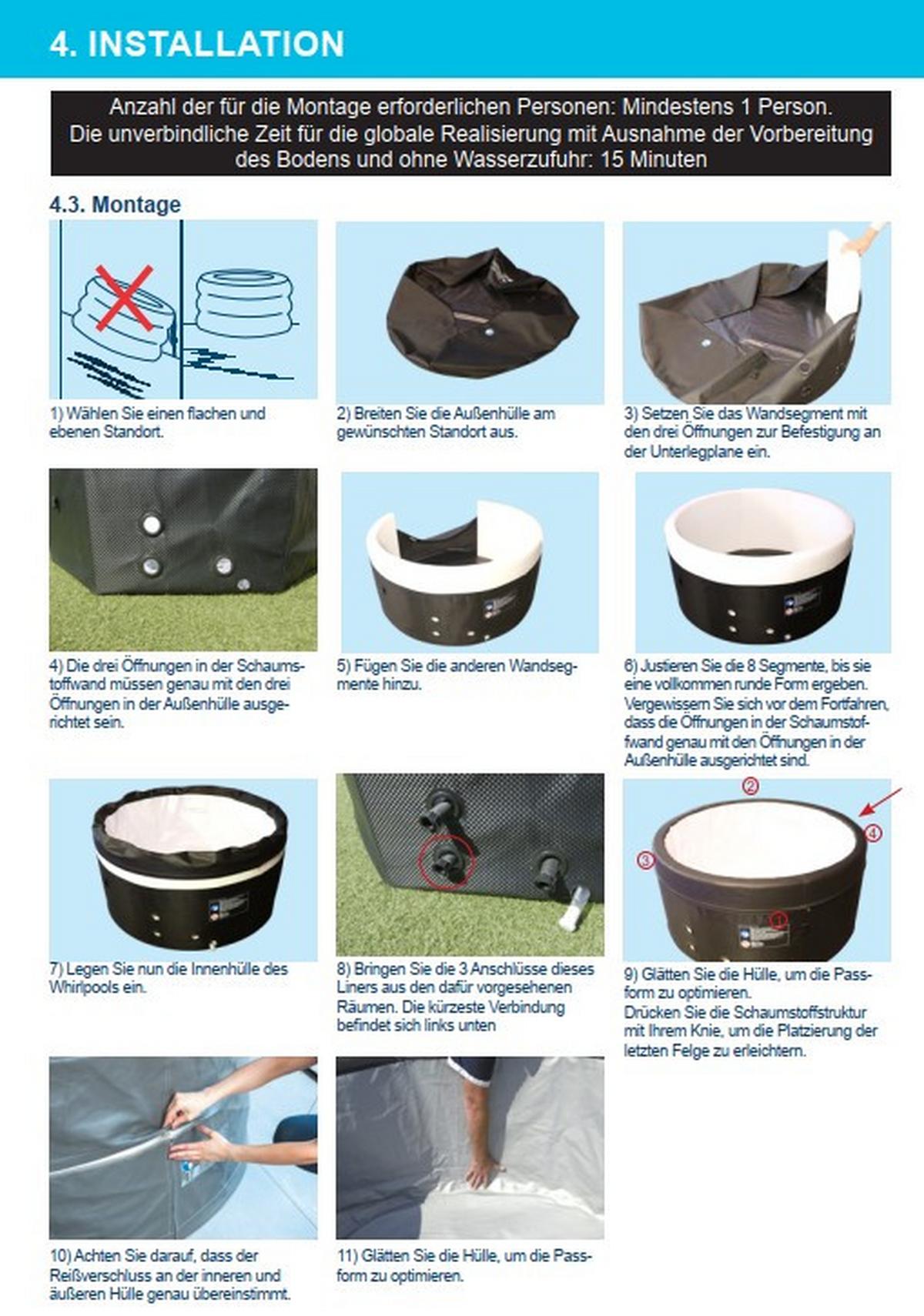 Whirlpool Netspa Vita+ 5 Möbel Schwarz Ø ca. 268cm - Schwarz, Basics, Kunststoff/Metall (268cm)