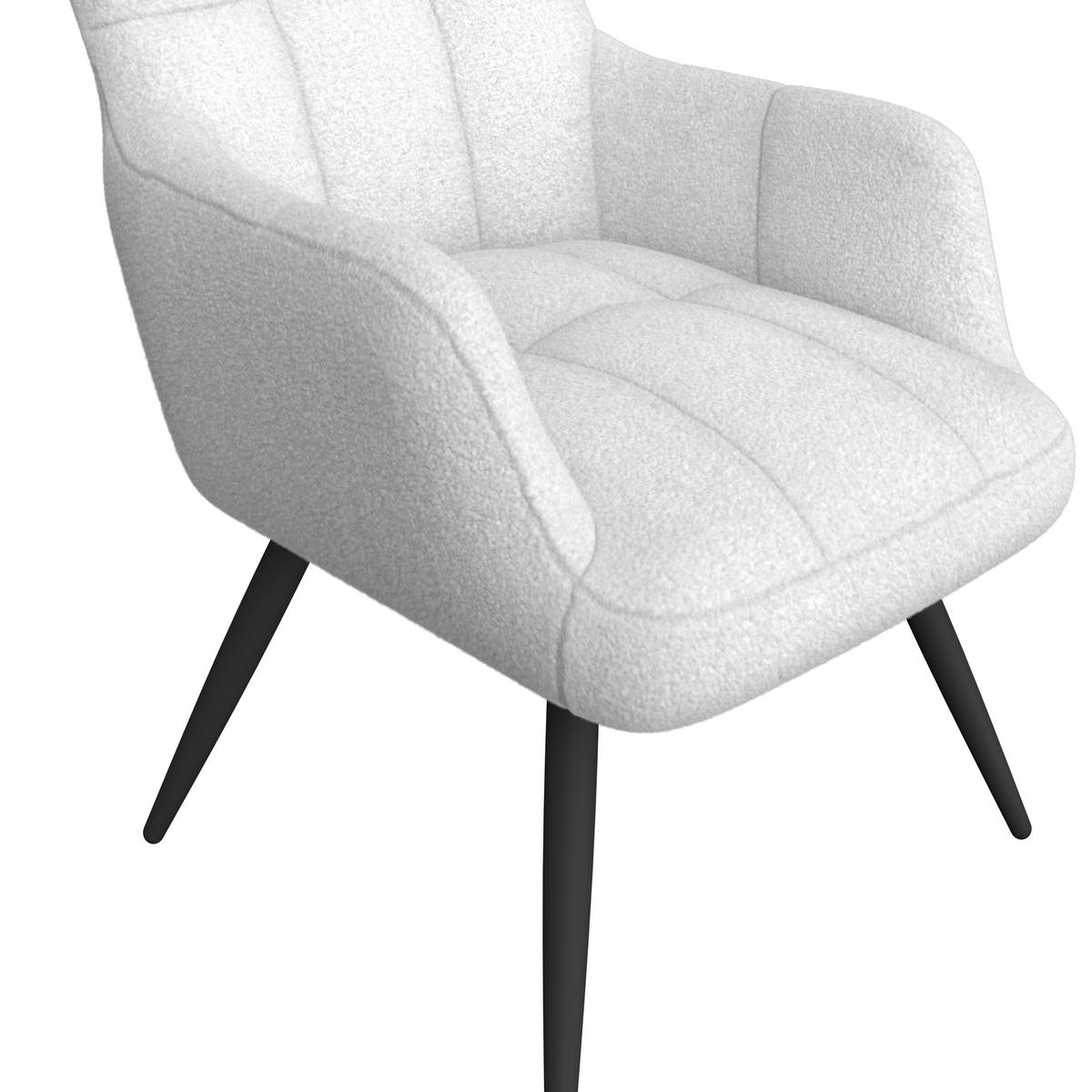 Fotelj Hanoi, Bela, S Taburejem - črna/bela, Moderno, kovina/tekstil (71/98/83cm)