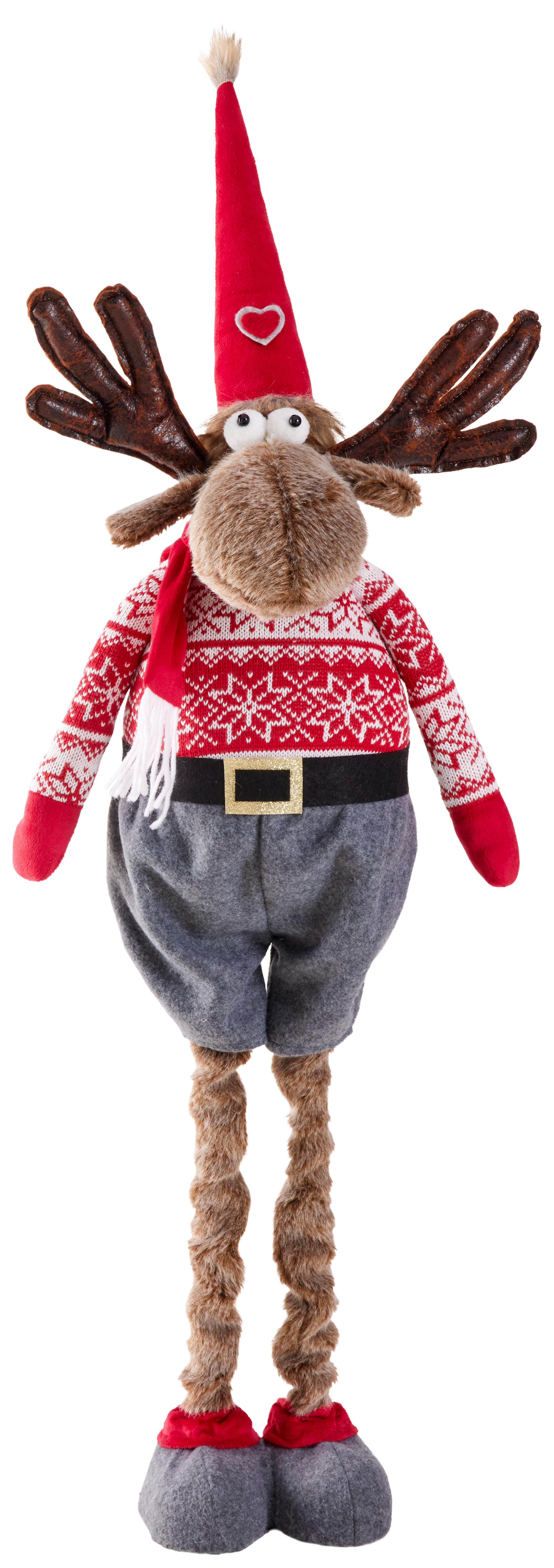Dekor Rénszarvas Deer - Piros/Barna, Kő/Fém (25/90/18cm) - Modern Living