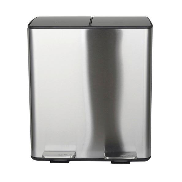 Treteimer Aliya Brushed - Silberfarben/Schwarz, Basics, Kunststoff/Metall (45/30/51cm) - Spirella