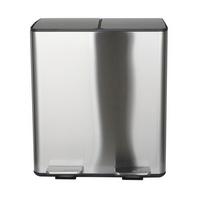 Treteimer Aliya Brushed - Silberfarben/Schwarz, Basics, Kunststoff/Metall (45/30/51cm) - Spirella