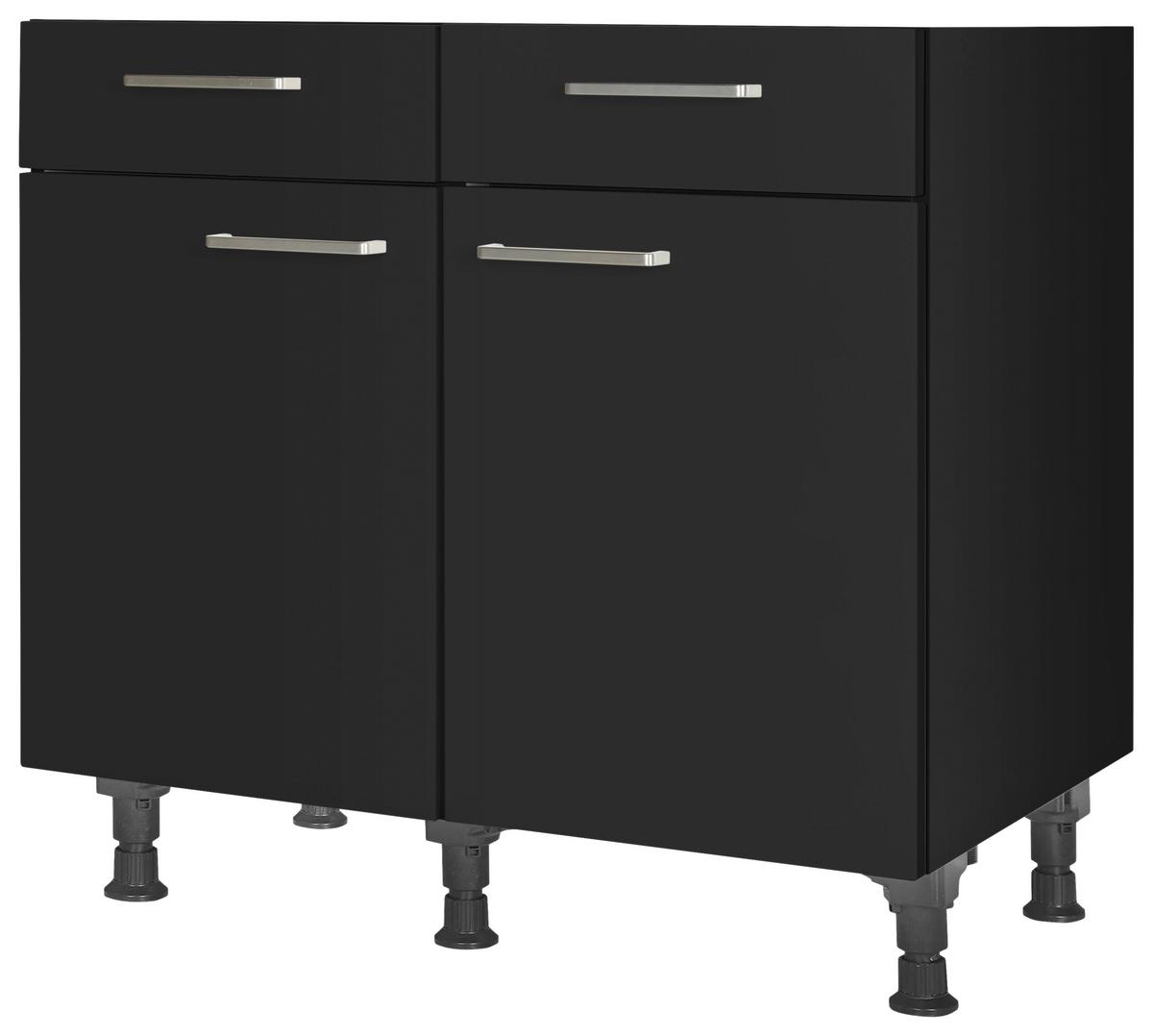 Schubkastenunterschrank Touch Schwarz - Edelstahlfarben/Schwarz, MODERN, Holzwerkstoff/Metall (90/87/56cm) - Nobilia