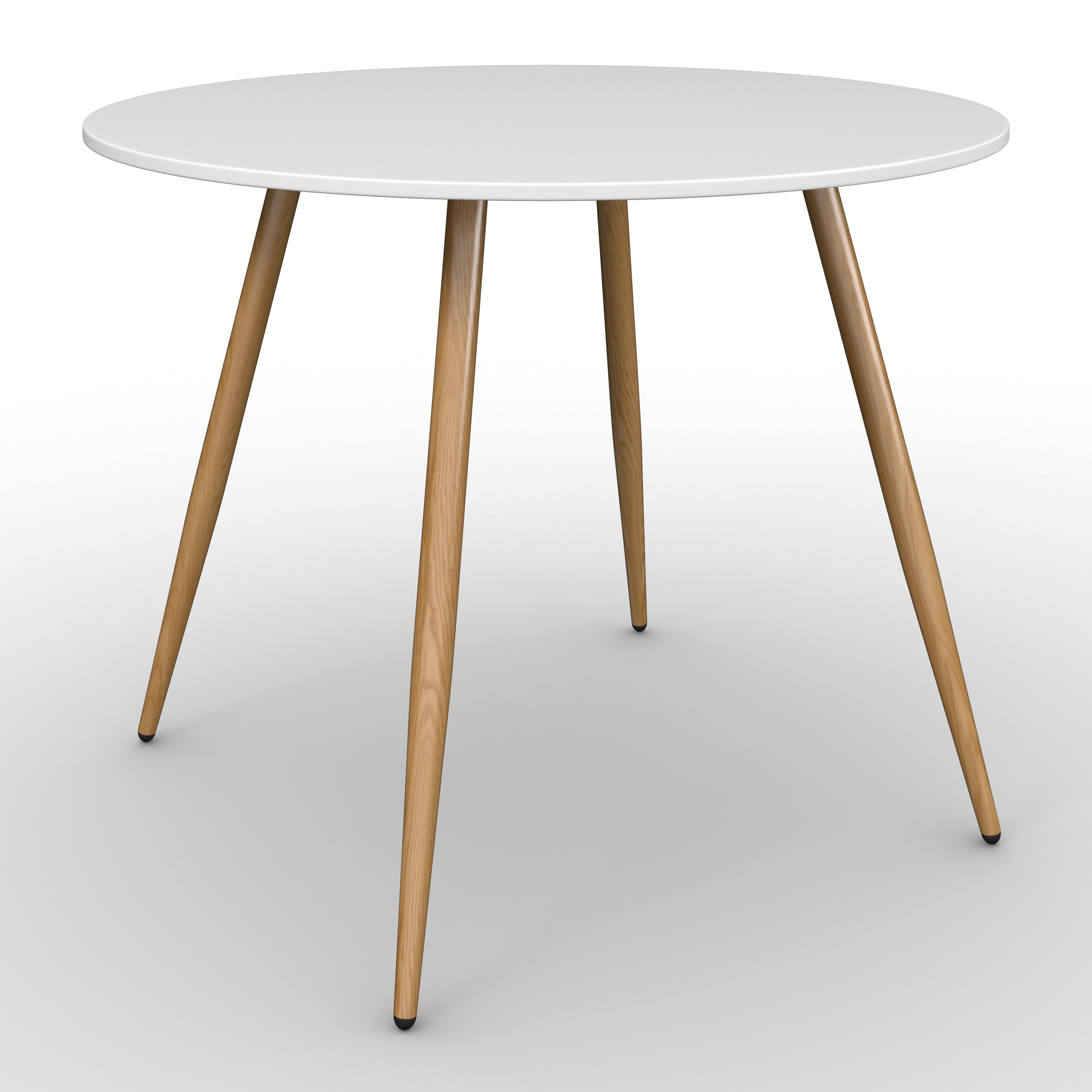 Esstisch John Weiß MDF Ø ca. 100 cm - Eichefarben/Weiß, MODERN, Holzwerkstoff/Metall (100/75cm) - Bessagi Home