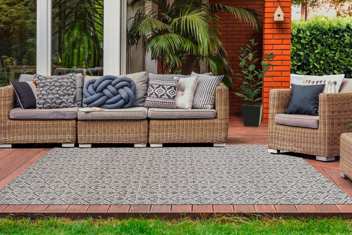 OUTDOORTEPPICH Q1I4Q-200-290-E YOGA - Creme/Grau, Trend, Textil (200/290cm) - Kayoom