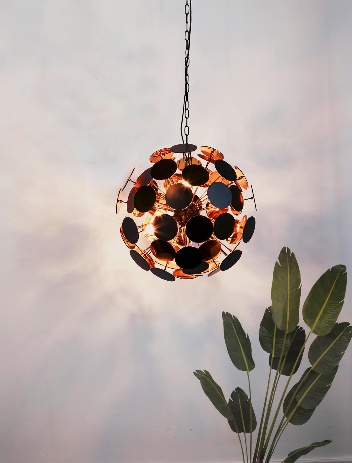 Függőlámpa Discus 3076-6bg - fekete/aranyszínű, Design, fém (54/135cm)