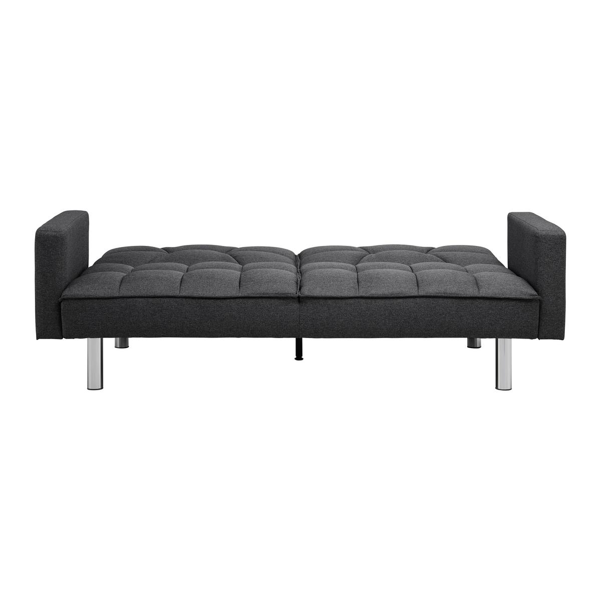 Schlafsofa in dunkel- grau inkl. 2 Kissen "David" - Chromfarben/Dunkelgrau, Modern, Holz/Textil (196/83/89cm) - Bessagi Home