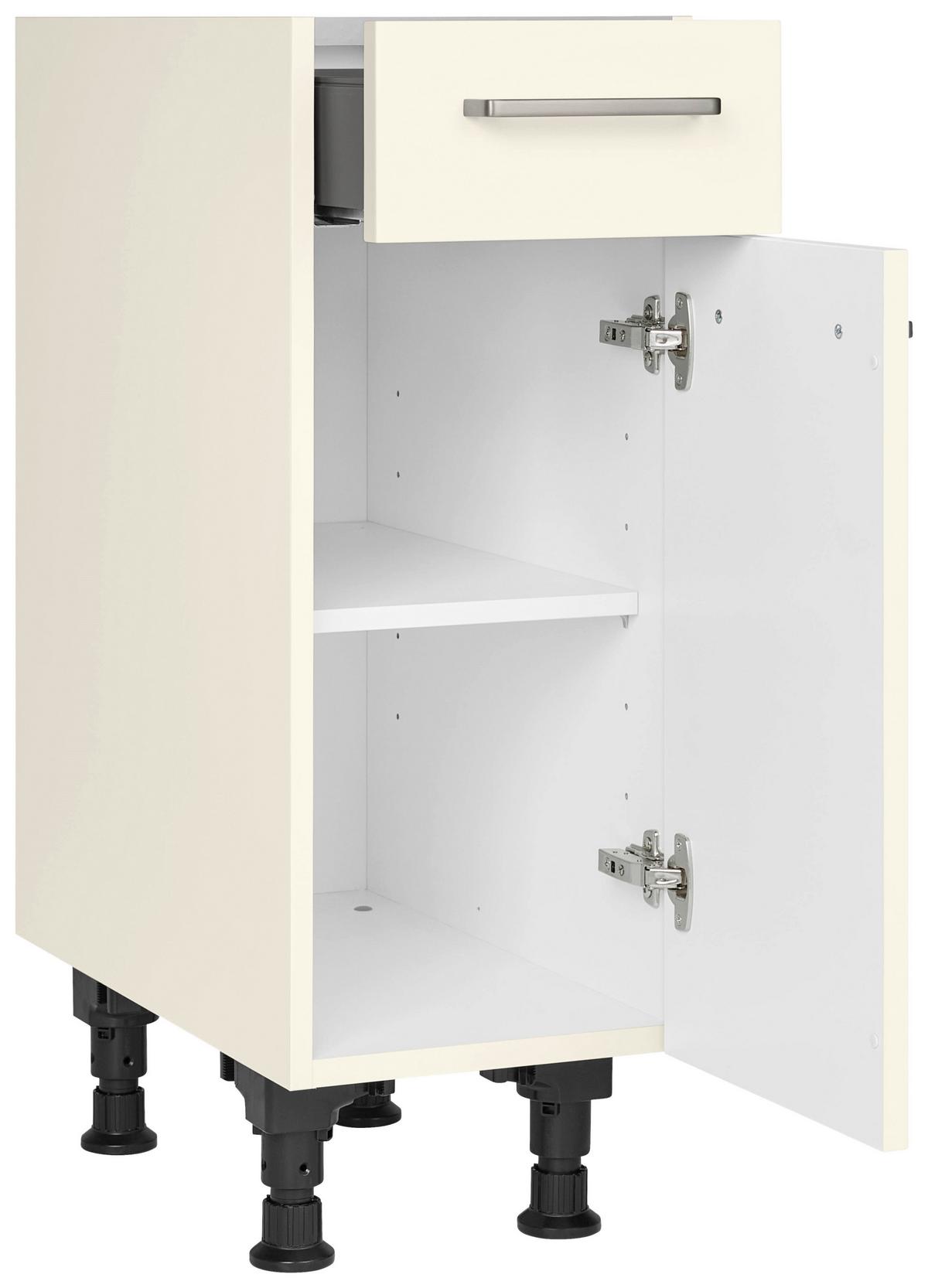 Schubkastenunterschrank Touch Magnolie - Edelstahlfarben/Magnolie, MODERN, Holzwerkstoff/Metall (30/87/56cm) - Nobilia