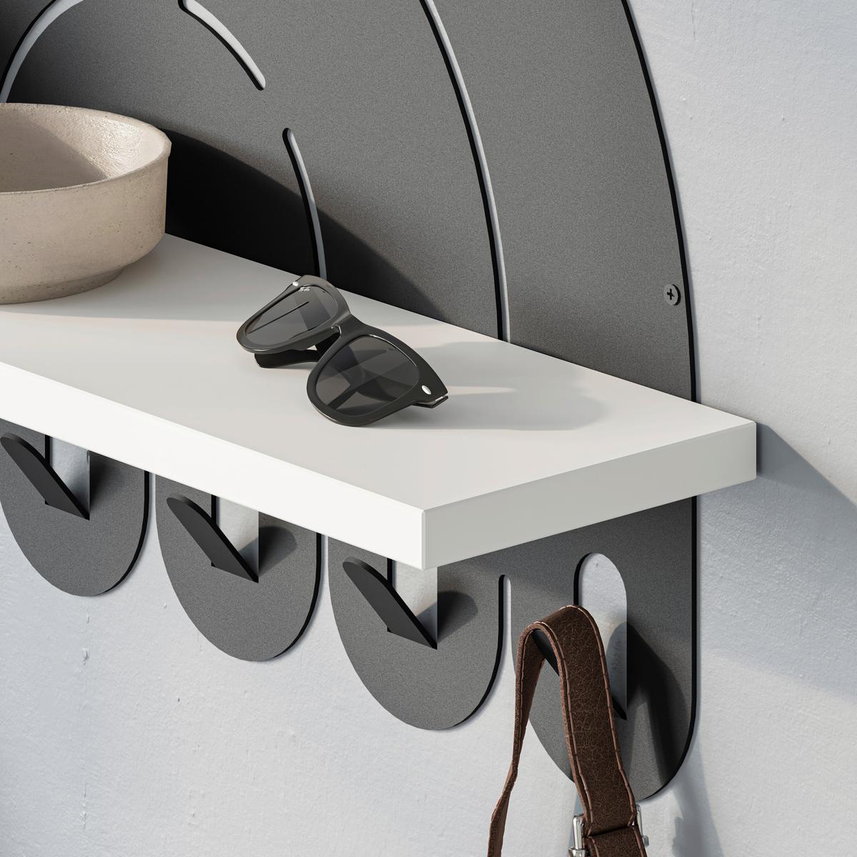 Wandgarderobe Rainbow ca. 60x40x14 cm Anthr./Weiß - Weiß, Design, Holzwerkstoff/Metall (60/40/14cm) - Livetastic
