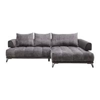Ecksofa Morgan Graphitfarben - Graphitfarben/Schwarz, MODERN, Textil/Metall (262/184cm) - Mömax