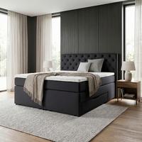 Boxspringbett Chester Schwarz Ca. 180x200cm - Schwarz, Holzwerkstoff/Kunststoff (180/200cm) - Mömax