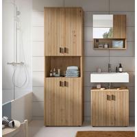 Kopalnica Mone, Barva Hrasta, 3-Delna - črna/hrast artisan, Basics, umetna masa/leseni material (120cm) - MID.YOU