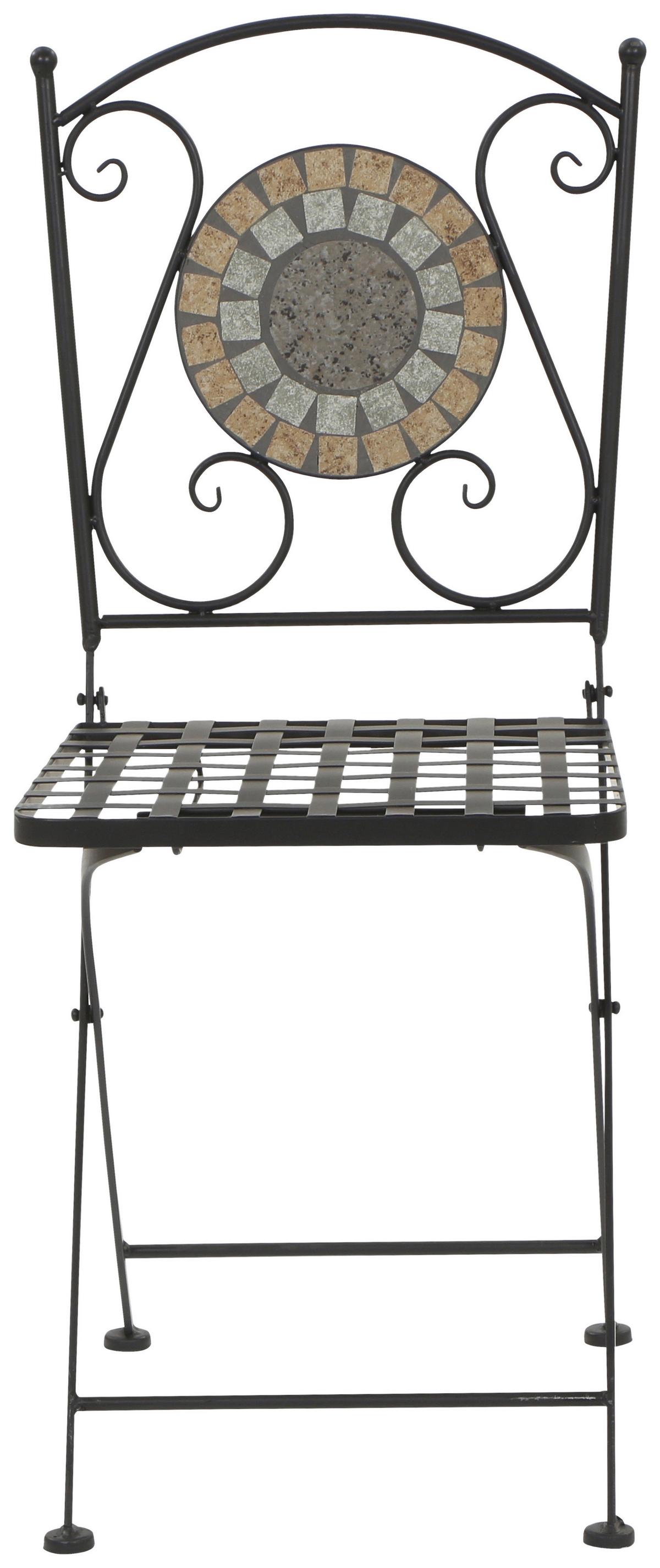 Gartenstuhl Schwarz Mosaik klappbar - Multicolor/Schwarz, MODERN, Keramik/Metall (39/88,5/49,5cm) - Siena Garden