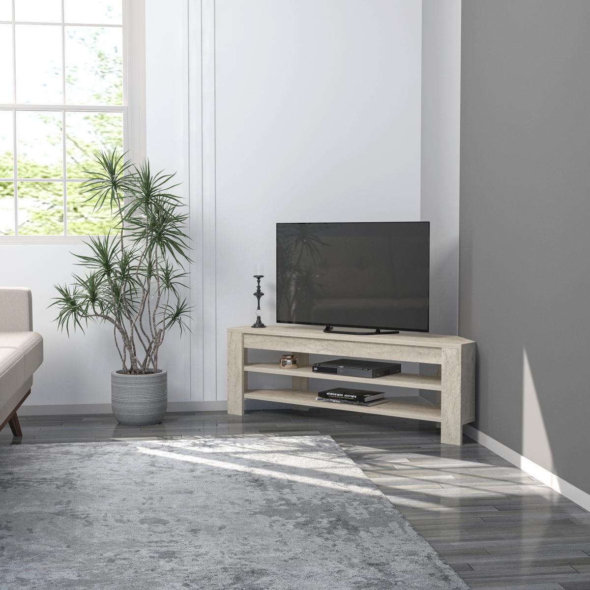 Tv-element Corner Tv Schrank - Creme, Design, Holz (30/40/120cm) - Livetastic