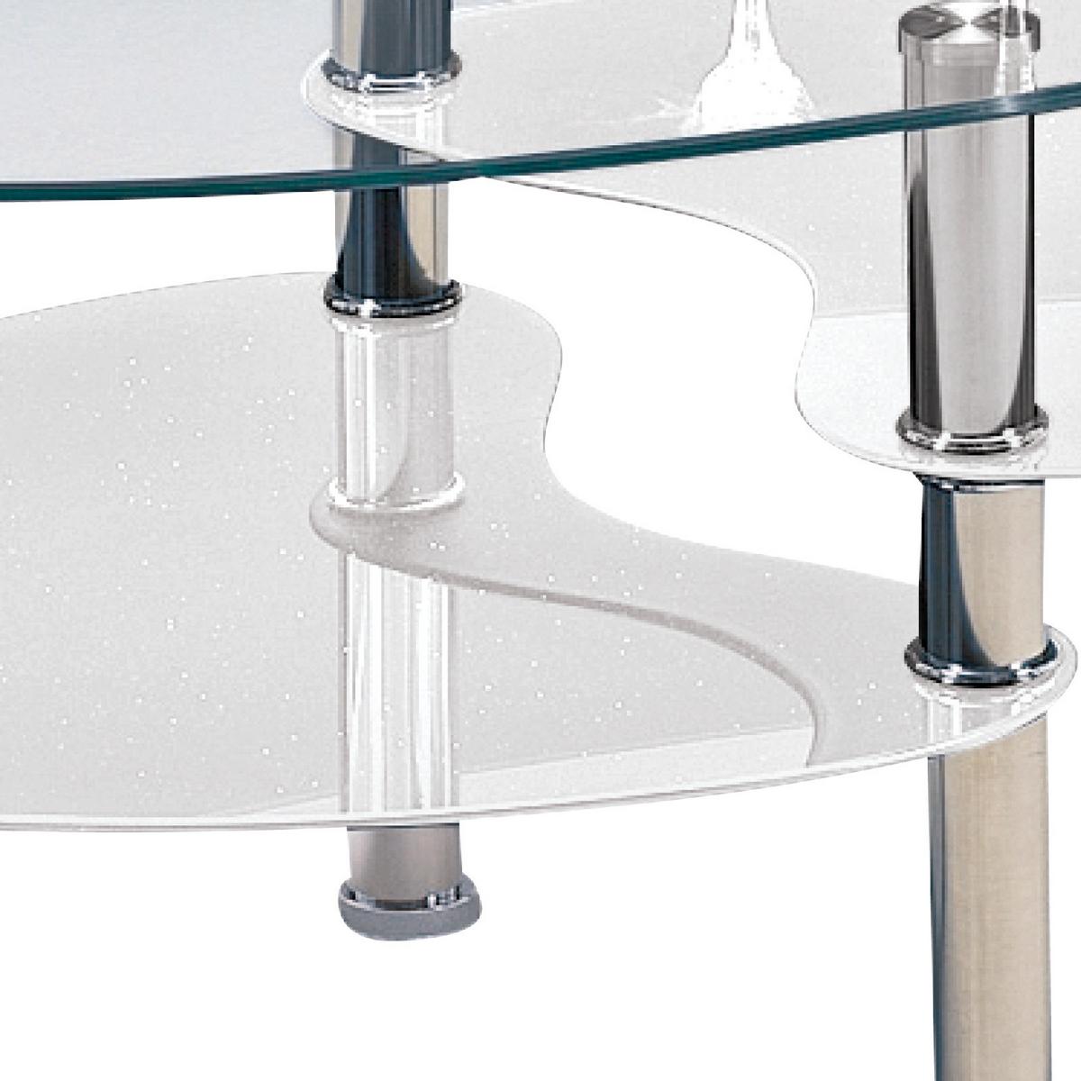 Ovalna Klubska Miza Saba, Bela, Steklo - Moderno, steklo (90/45/55cm) - Modern Living