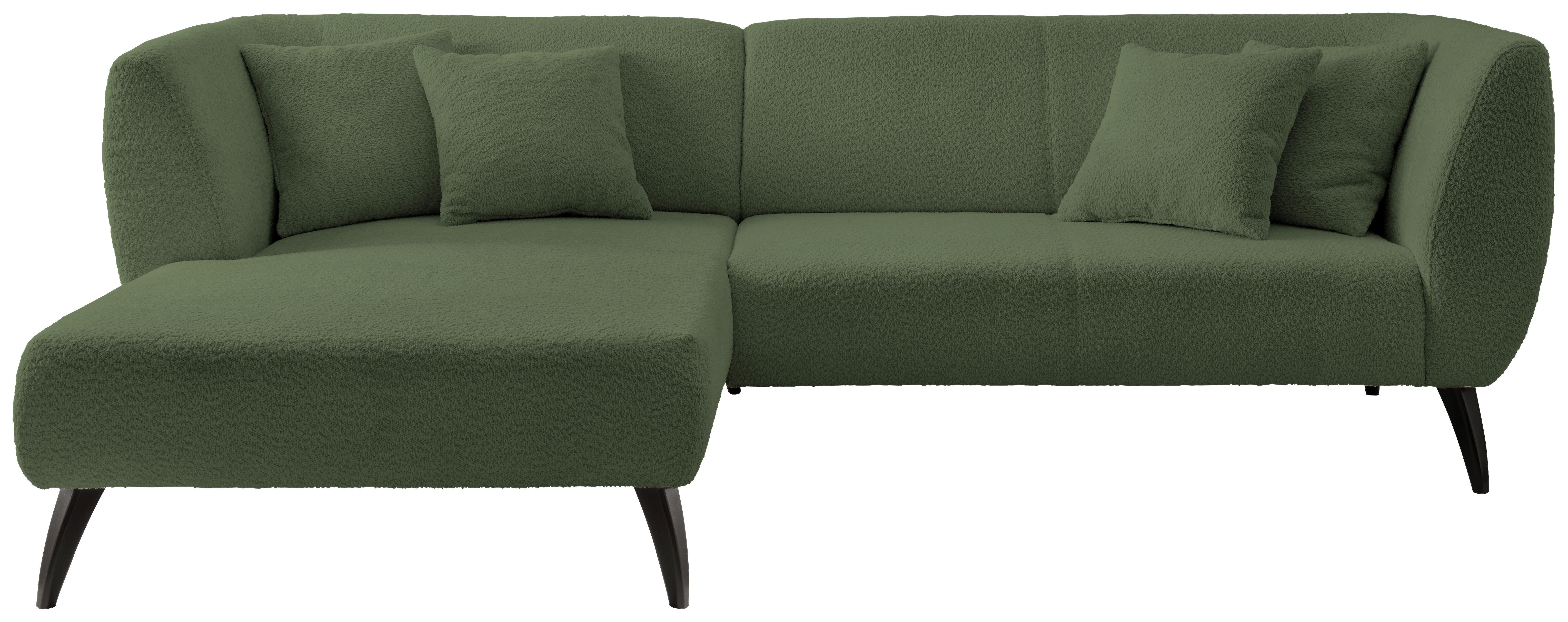 Wohnlandschaft Colori Dunkelgrün Bouclé - Dunkelgrün/Schwarz, MODERN, Holz/Textil (160/264cm) - MID.YOU
