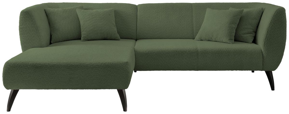 Wohnlandschaft Colori Dunkelgrün Bouclé - Dunkelgrün/Schwarz, MODERN, Holz/Textil (160/264cm) - MID.YOU