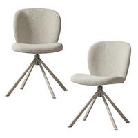 Stuhl-Set Femke 2er-Set Naturfarben - Naturfarben, Design, Textil/Metall (58/80/65cm) - Livetastic
