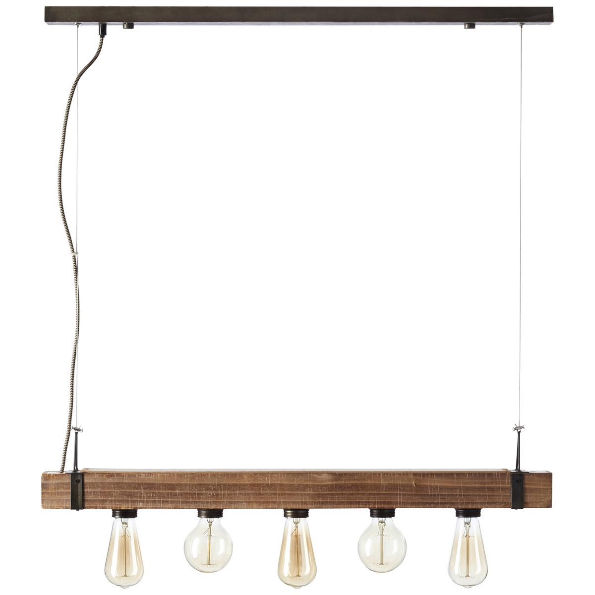 Hängeleuchte Woodhill Schwarz max. 30 Watt - Schwarz, Natur, Holz/Metall (80/8/110cm) - Brilliant
