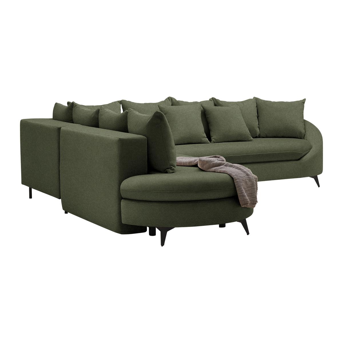 Ecksofa Axel Olivgrün - Schwarz/Olivgrün, MODERN, Textil/Metall (250/87/291cm) - Mömax