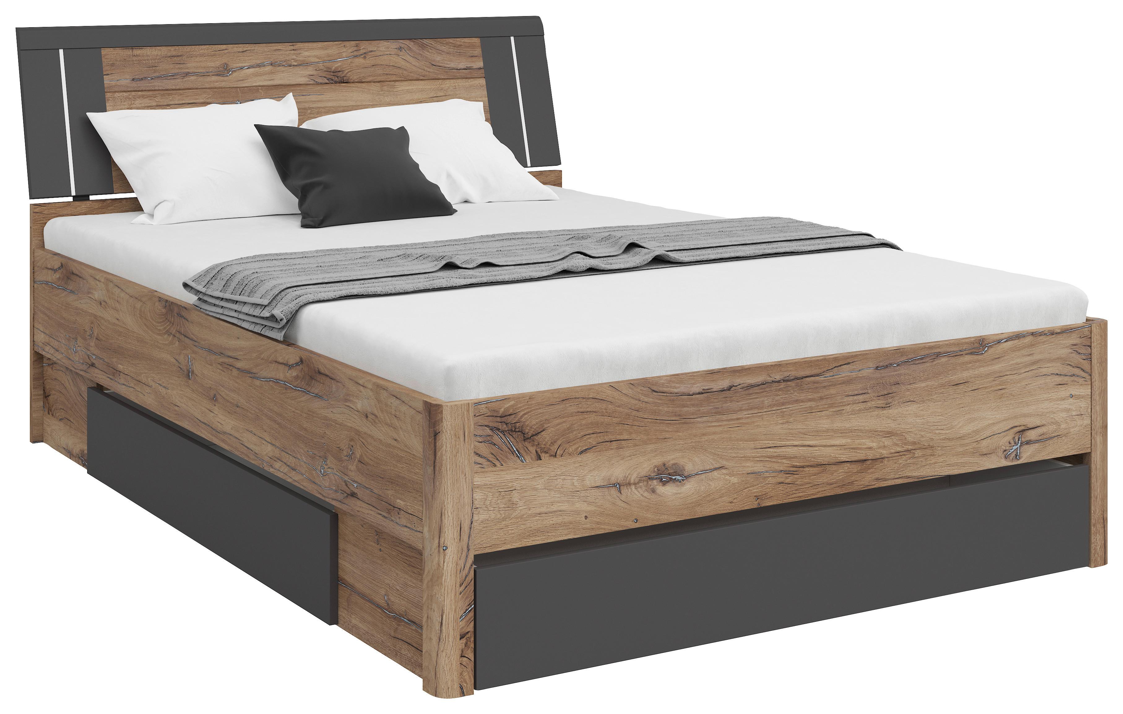 PAT CU SPAțIU DE DEPOZITARE SATURN 140 - alb/culoare lemn stejar, Konventionell, material pe bază de lemn (140/200cm)